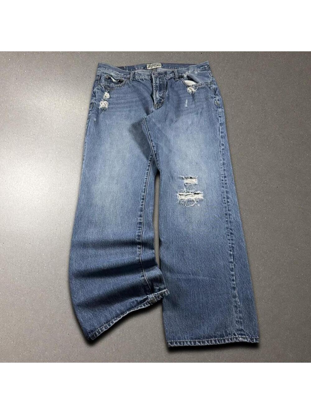 Vintage Y2K Aeropostale Distressed Baggy Bootcut Jeans - Fits 34x30!